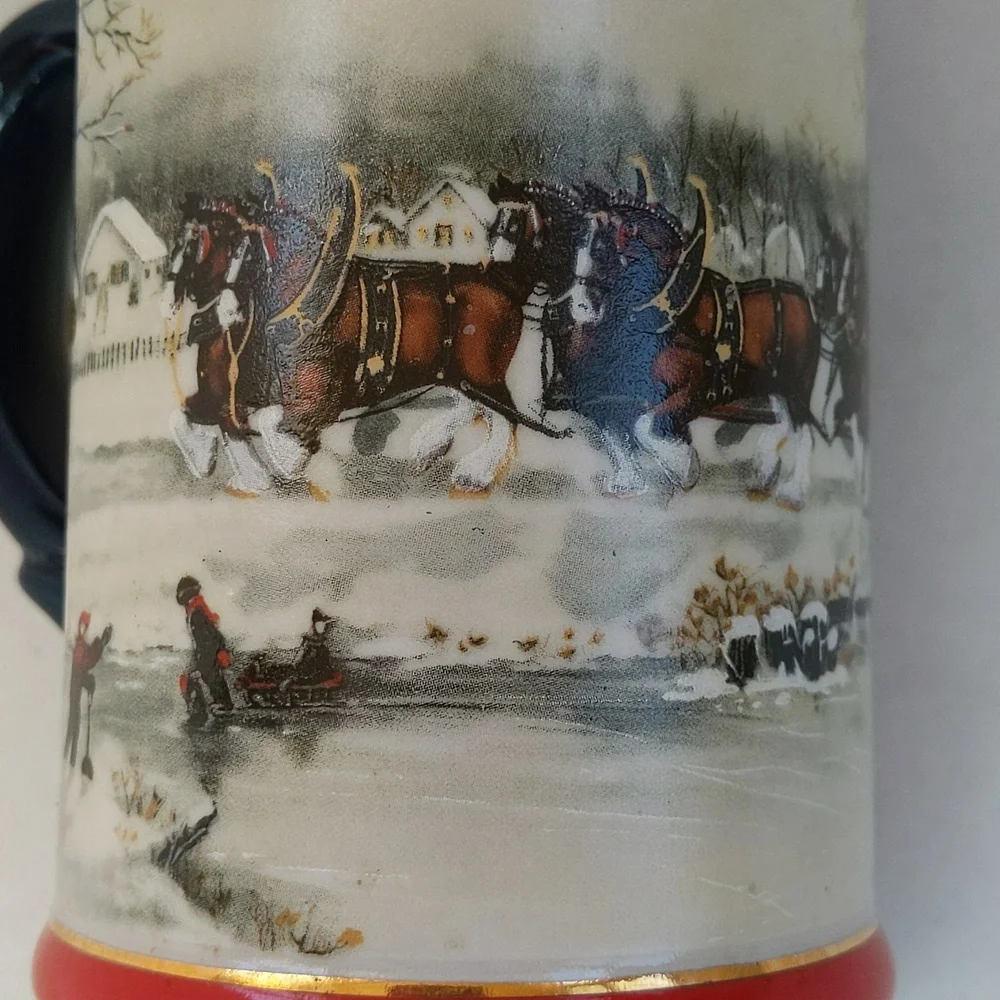 Vintage 1990 Budweiser Handcrafted Clydesdale Stein Beer Mug w/Handle - Picture 10 of 15